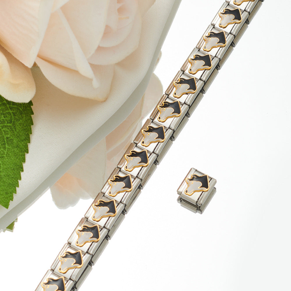 Wholesale Best-selling Module Bracelet Titanium Steel Oil Matching Stitching diy Unisex Bracelet